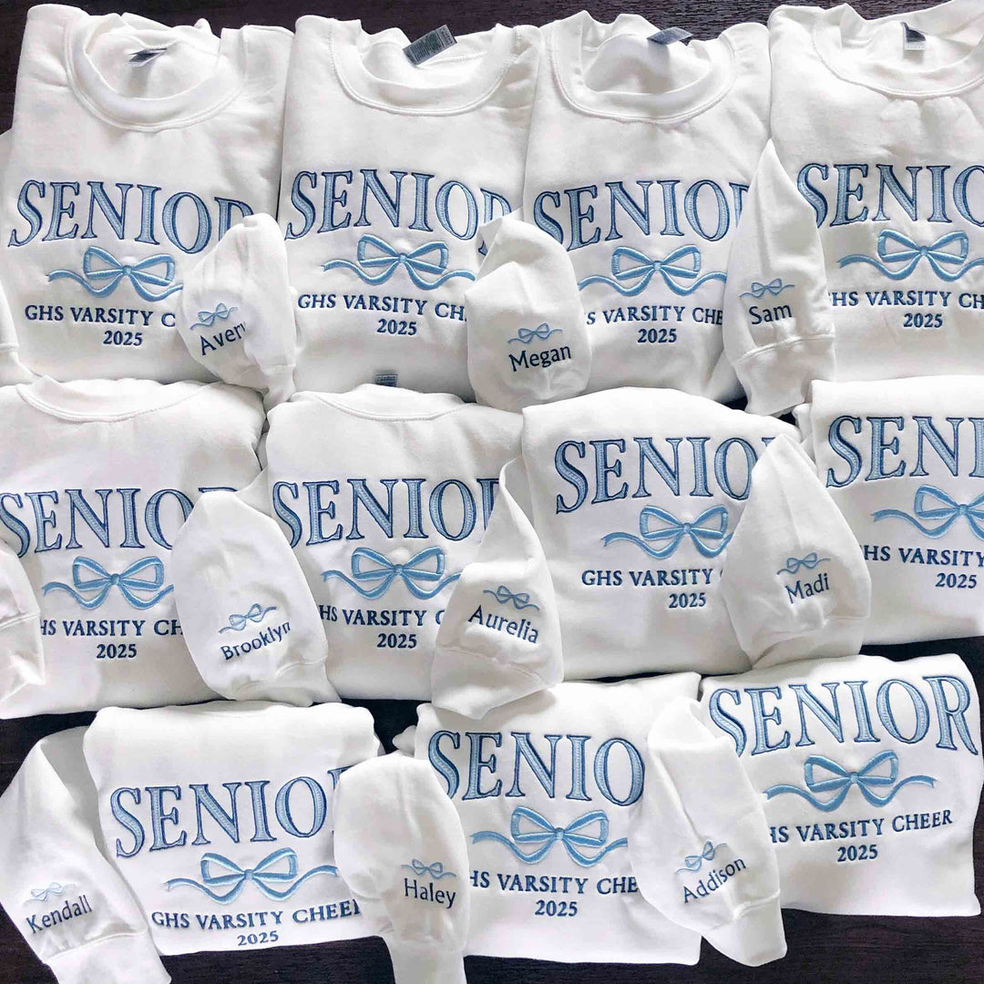 Embroidered Senior Coquette Bow Sweatshirt