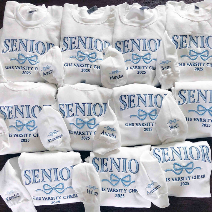 Embroidered Senior Coquette Bow Sweatshirt