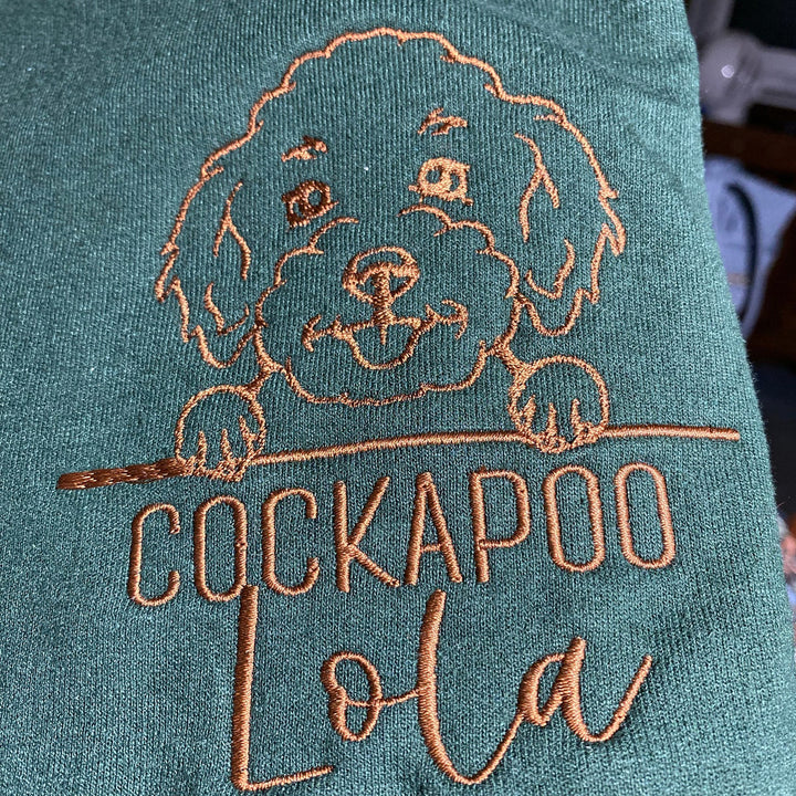 Embroidered Pet Portrait Sweatshirt Hoodie With Pet Name Christmas Gift For Dog Mom Pet Lovers