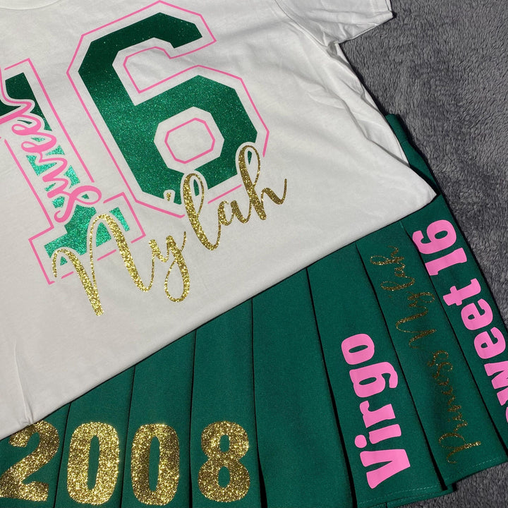 Personalized Glitter Birthday,Long sleeve T-shirt, Sweatshirt or Hoodie