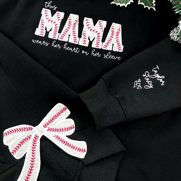 Football Side Bow Embroidery Sweatshirt
