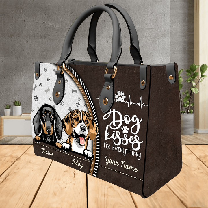 Dog Colorful Personalized Leather Handbag