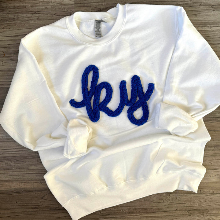 Custom  Chenille Embroidered Sweatshirt, Oversized Team Sweatshirt, Rebs Pullover, School Mascot