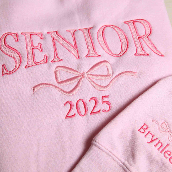 Embroidered Senior Coquette Bow Sweatshirt