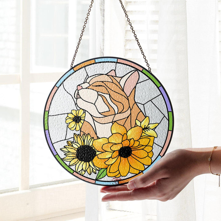 Custom Pet Portrait Glass Suncatcher, Dog Cat Glass Art, Pet Window Hangings