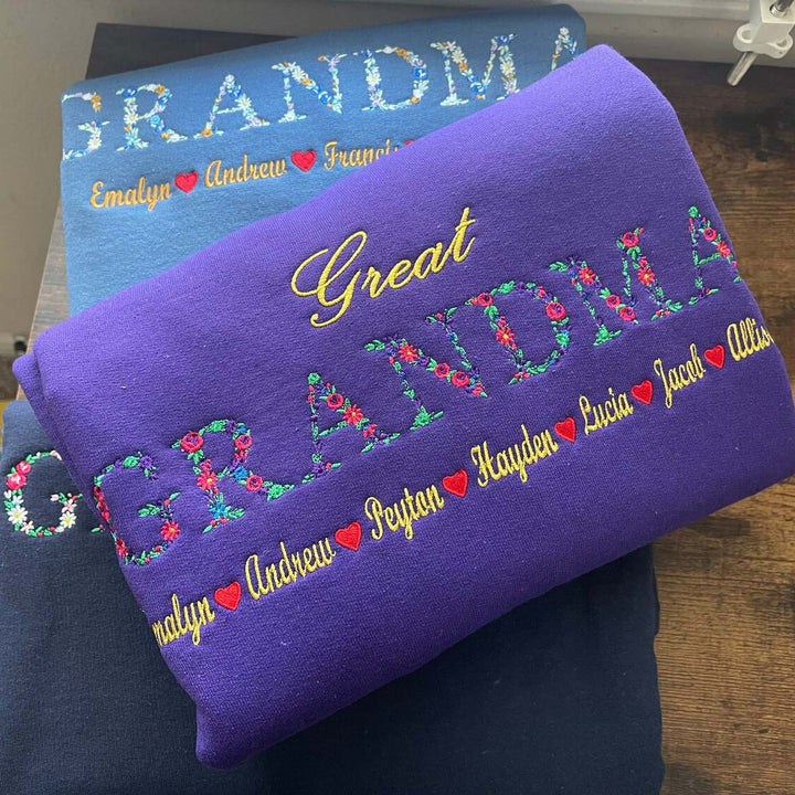 Personalized Embroidered Grandma Sweatshirt