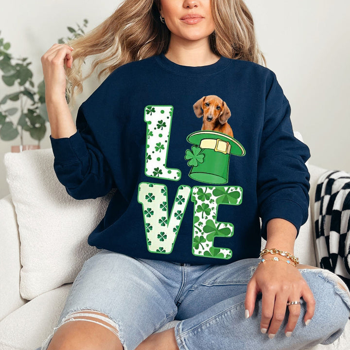Custom St. Patrick's Happy Doghead Printed Sweatshirt