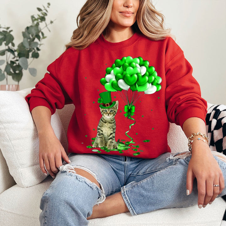 Custom St. Patrick Happy Cat balloon sweatshirt