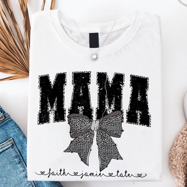 Custom Coquette Leopard Mama Bow T-Shirt