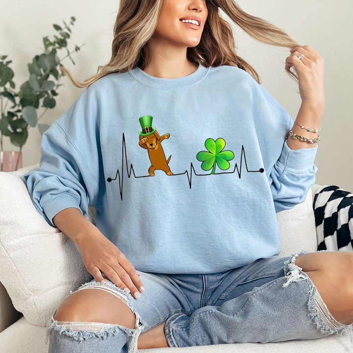 Custom St. Patrick's Pet Heart Signal Clover Sweatshirt