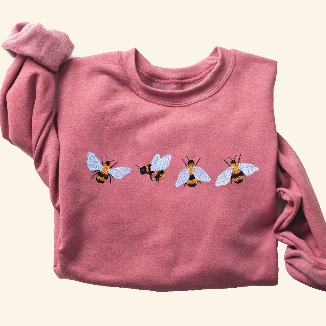 Custom Bees Embroidered Sweatshirt Gift, Embroidered Bees Sweater