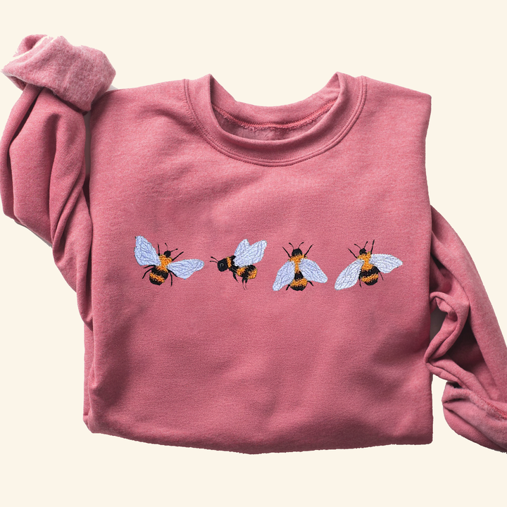 Custom Bees Embroidered Sweatshirt Gift, Embroidered Bees Sweater