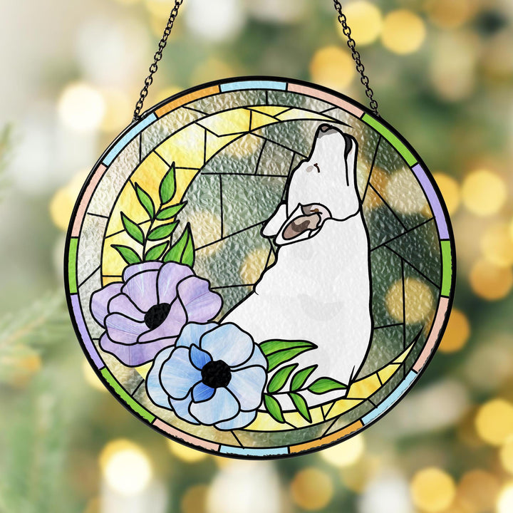 Custom Pet Portrait Glass Suncatcher, Dog Cat Glass Art, Pet Window Hangings