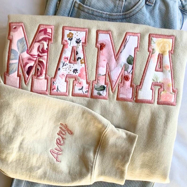 MAMA Keepsake Sweatshirt with Baby Clothes Keepsake Idea Custom Mothers Day Gift Personalized Gift Idea for Grandma Baby Outfit Mom Gift