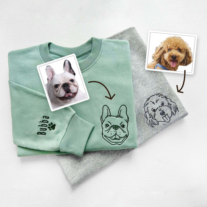 Custom pet embroidered sweatshirt, embroidered sweatshirt pet face and name