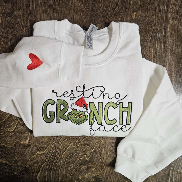 RESTING GRINCH FACE christmas crewneck sweatshirts