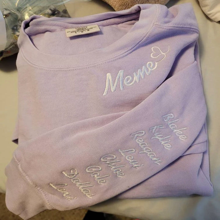 Custom Mama Sweatshirt with Embroidered Grandkids Name