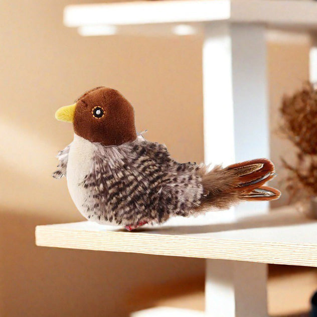 Interactive Cat Toy Plush Sparrow With Realistic Bird Sounds