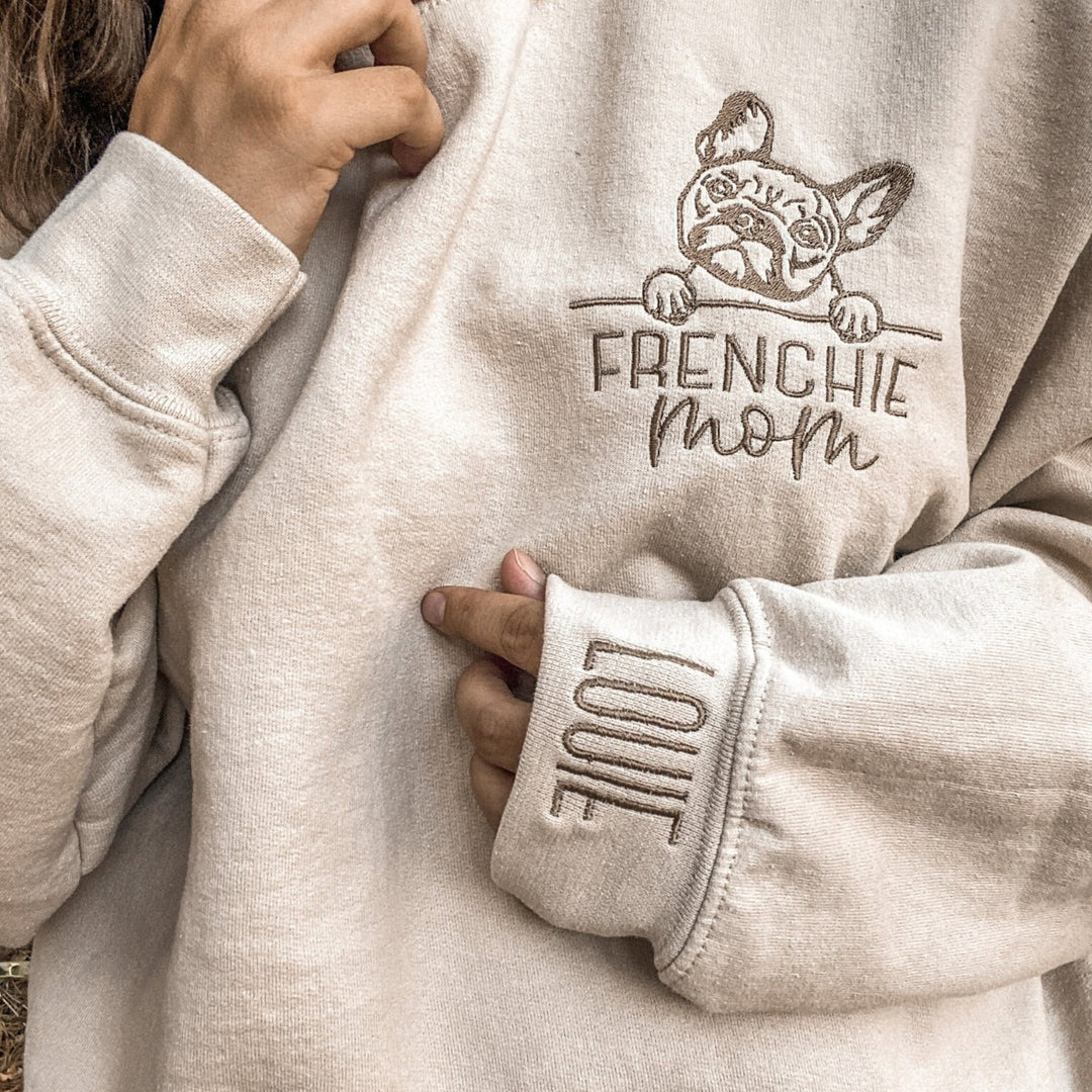 Embroidered Pet Portrait Sweatshirt Hoodie With Pet Name Christmas Gift For Dog Mom Pet Lovers