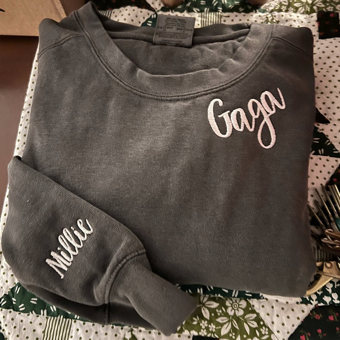 Custom Mama Sweatshirt with Embroidered Grandkids Name