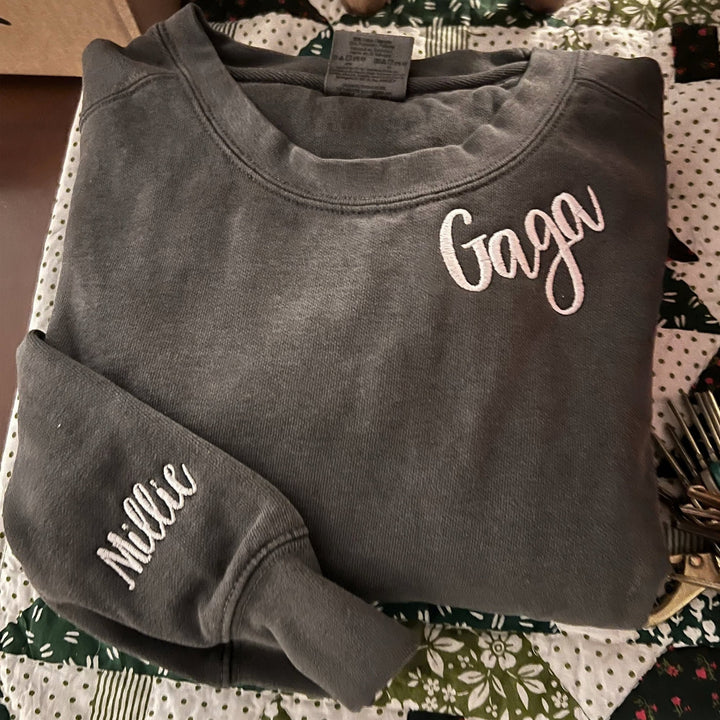 Custom Mama Sweatshirt with Embroidered Grandkids Name