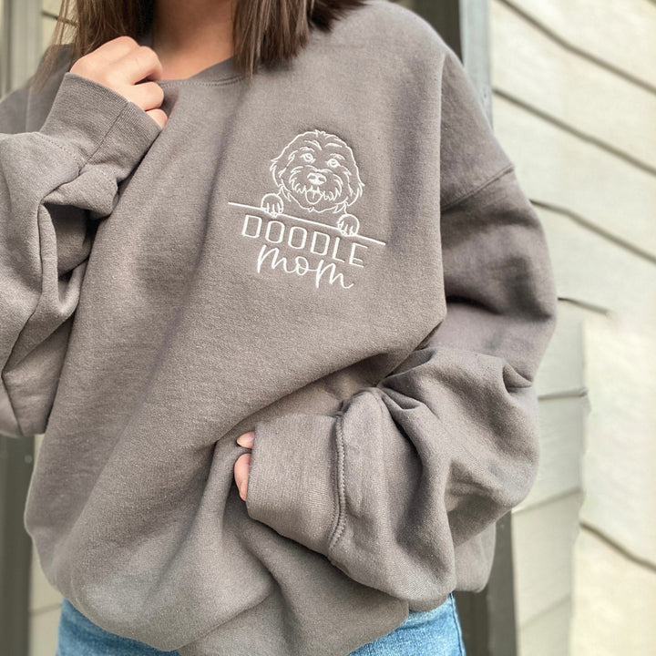 Embroidered Pet Portrait Sweatshirt Hoodie With Pet Name Christmas Gift For Dog Mom Pet Lovers