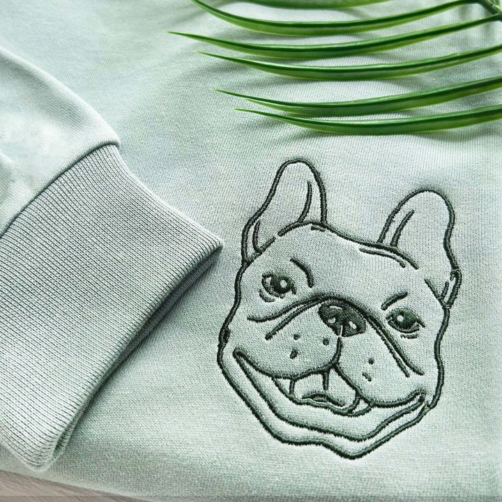 Custom pet embroidered sweatshirt, embroidered sweatshirt pet face and name