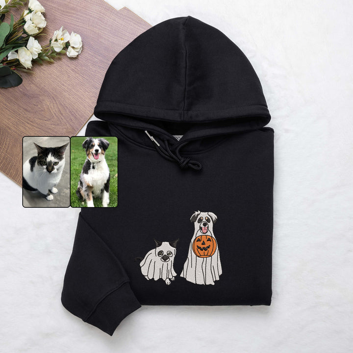 Custom Dog Embroidered Sweatshirt Halloween Ghost Hoodie