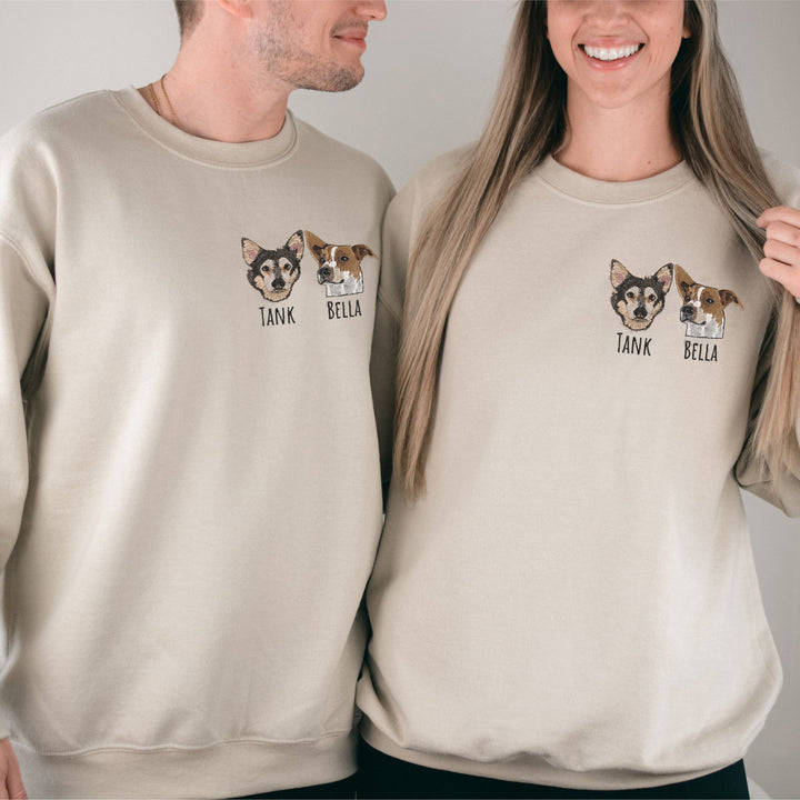 Custom embroidered pet sweater, custom dog portrait sweatshirt