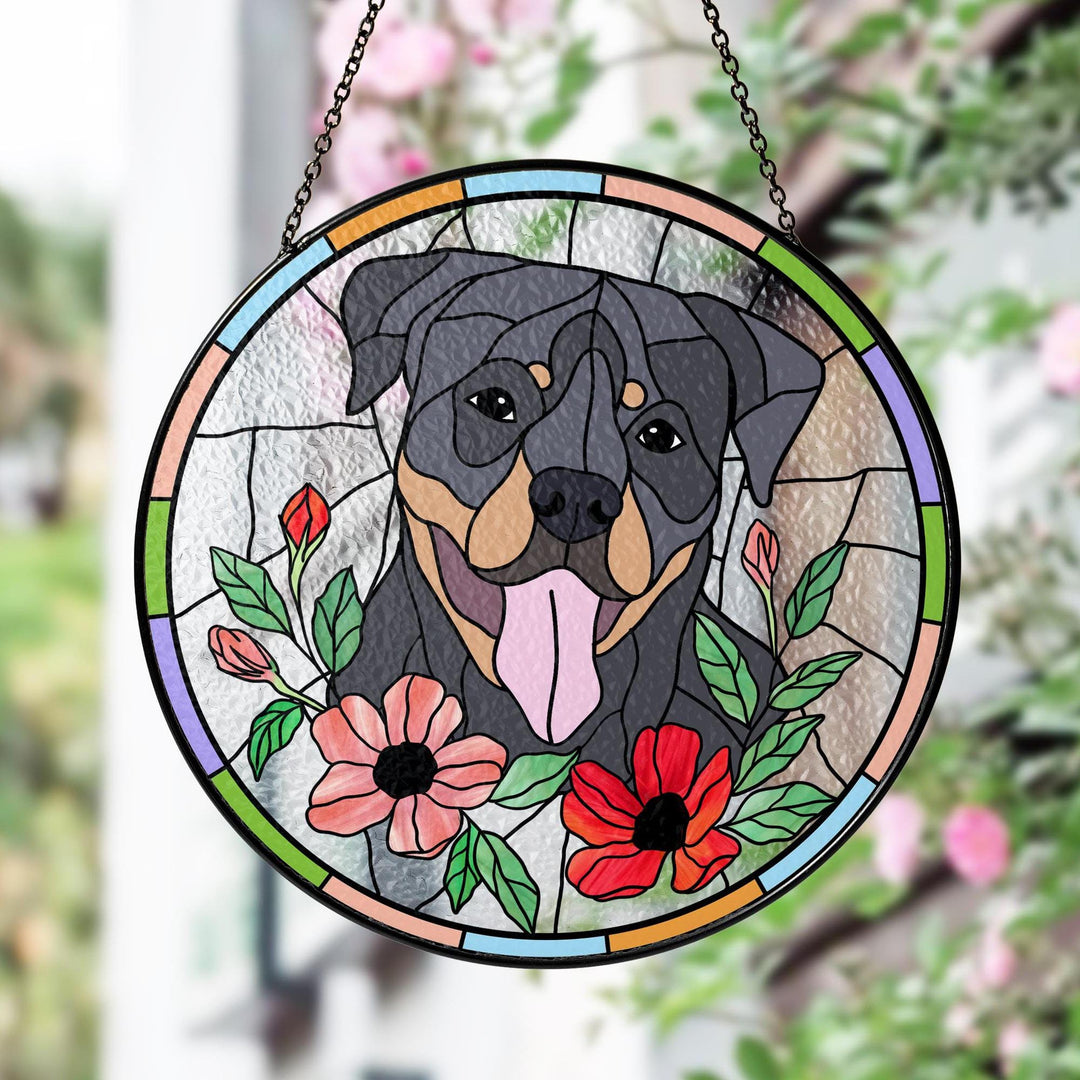 Custom Pet Portrait Glass Suncatcher, Dog Cat Glass Art, Pet Window Hangings