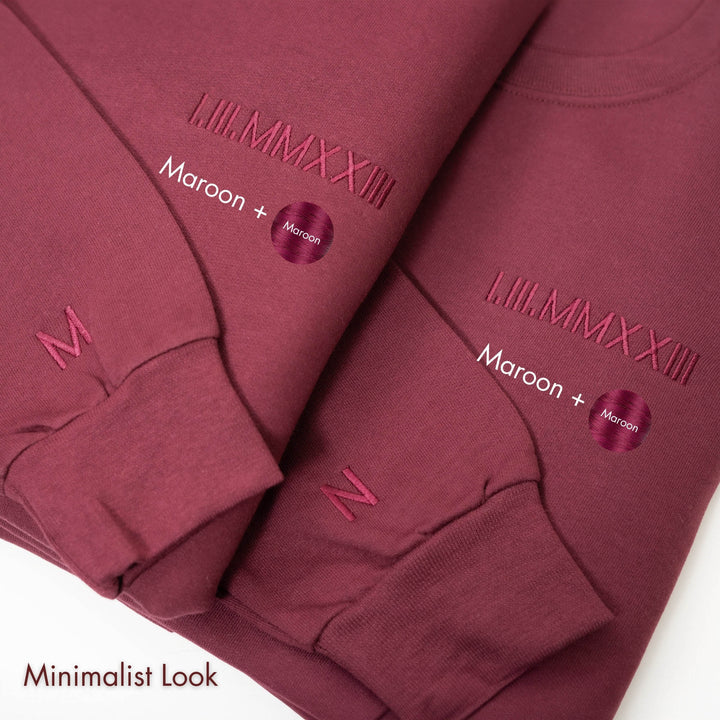 Custom Embroidered Roman Numeral Anniversary Date Couple Hoodies