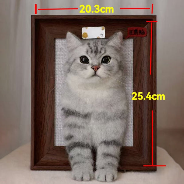 Handmade Cat Wool Felt Frame - Personalized Pet 3D Portrait
