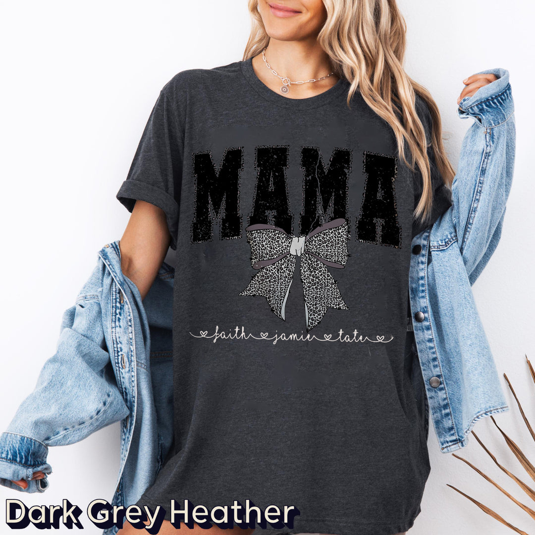 Custom Coquette Leopard Mama Bow T-Shirt