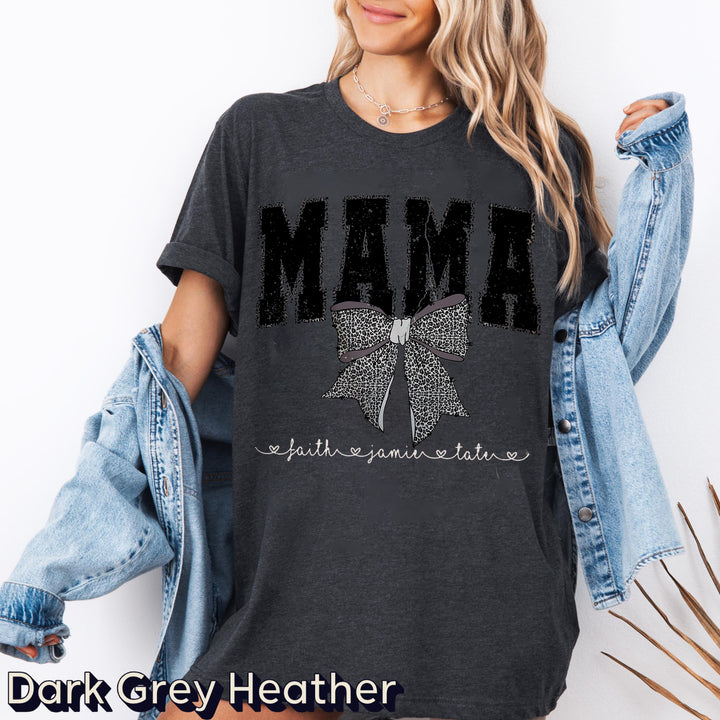 Custom Coquette Leopard Mama Bow T-Shirt