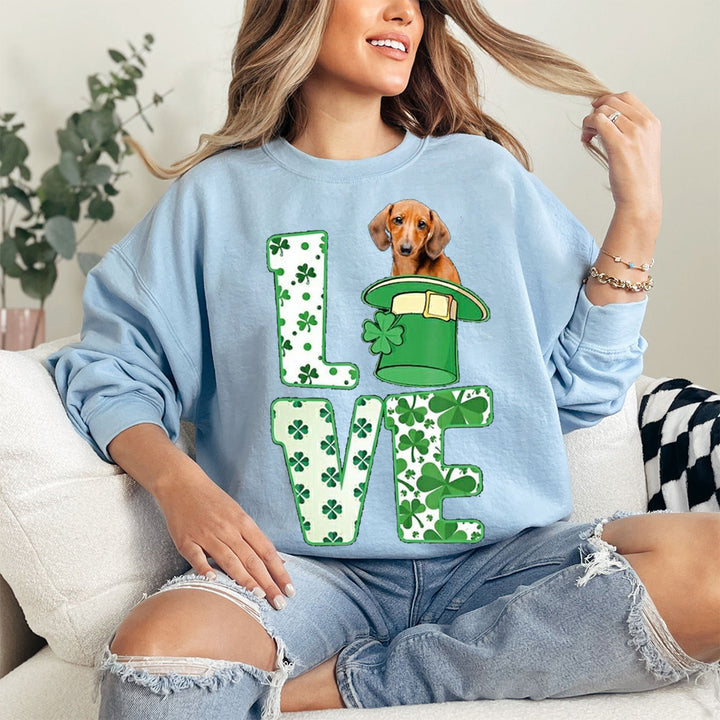 Custom St. Patrick's Happy Doghead Printed Sweatshirt