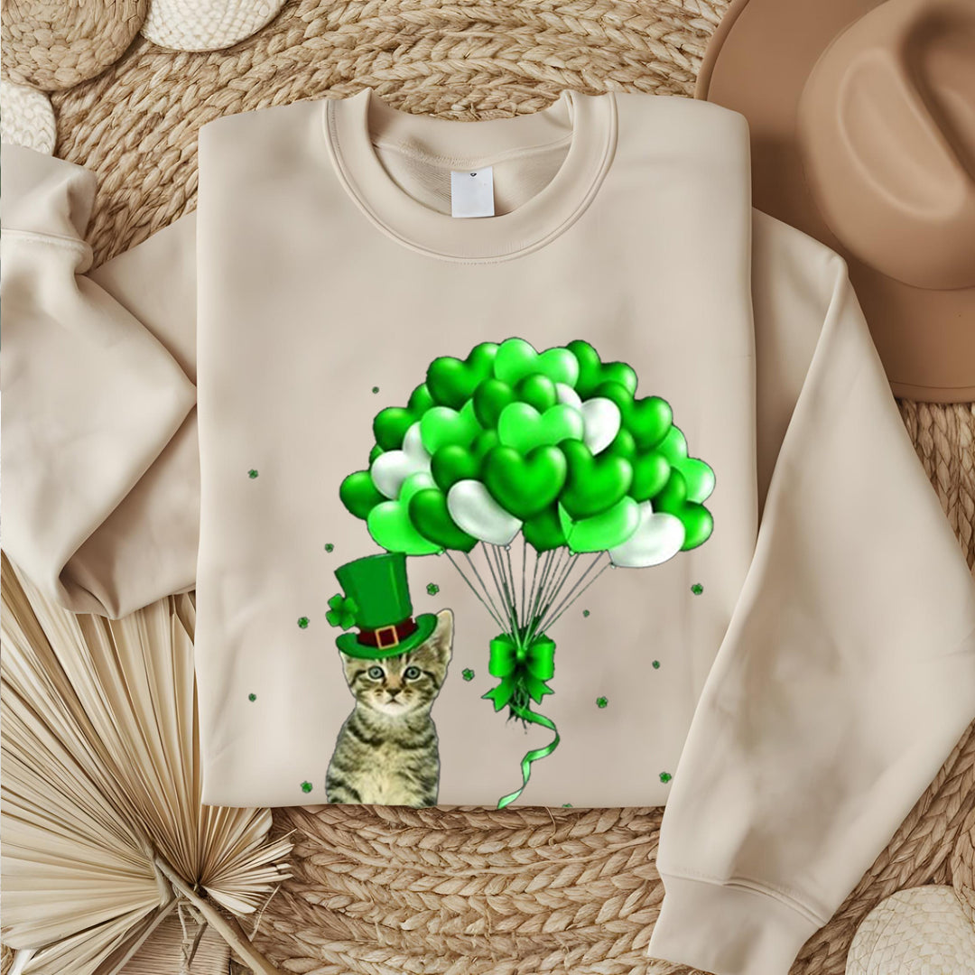Custom St. Patrick Happy Cat balloon sweatshirt