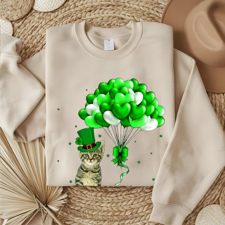 Custom St. Patrick Happy Cat balloon sweatshirt