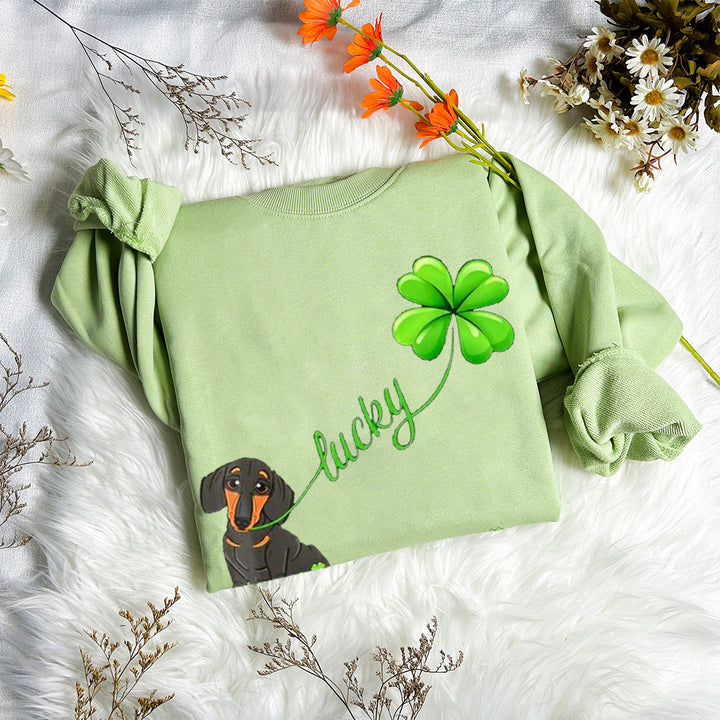 Custom St. Patrick's Happy Lucky Pet Clover Sweatshirt