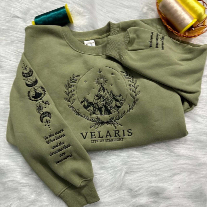 Velaris Embroidered Sweatshirt,Velaris City Of Starlight Embroidered Hoodie