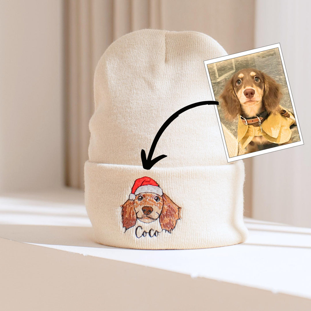 Bestickte Haustier Beanie Geburtstagsgeschenk für Sie Individuelle Katzen Beanie Mütze