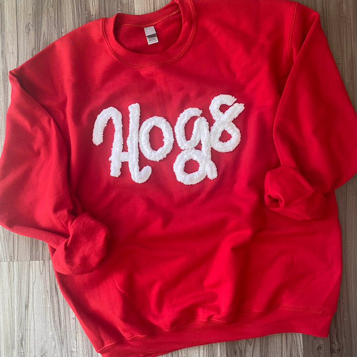 Custom  Chenille Embroidered Sweatshirt, Oversized Team Sweatshirt, Rebs Pullover, School Mascot