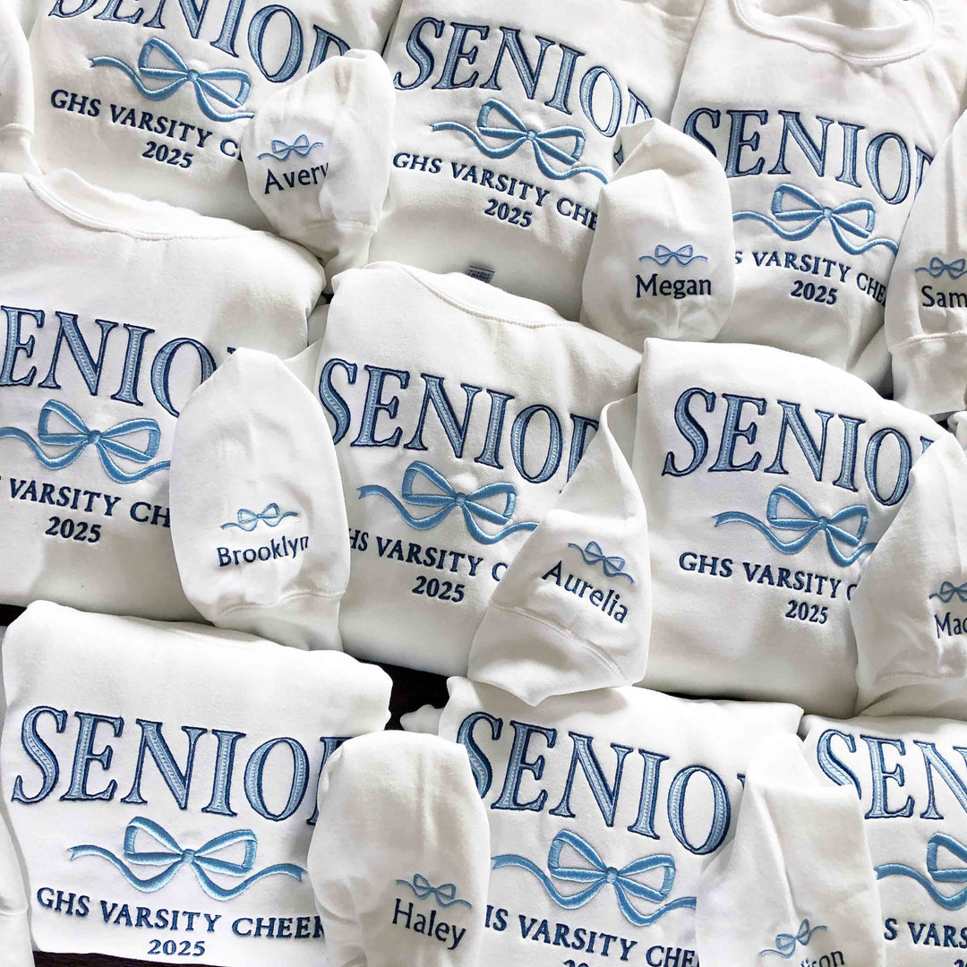 Embroidered Senior Coquette Bow Sweatshirt