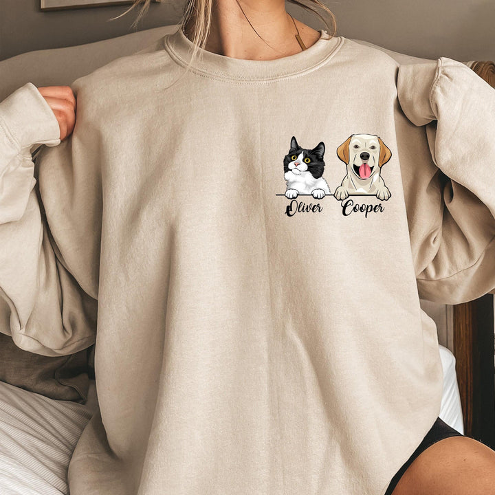 Custom Dog Cat Face Sweatshirt, Gift for Dog Mom, Pet Portrait Shirt