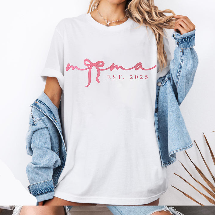 Custom Pink Mama Est 2025 Coquette t-shirt