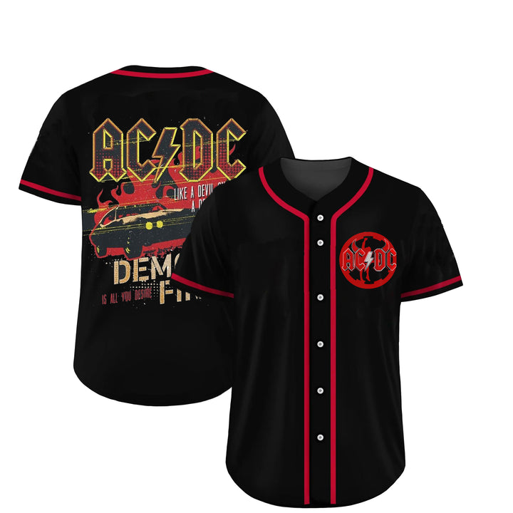 Custom AC/DC Like A Devil On A Deadline Demon Is  All You Desire Fire Jersey
