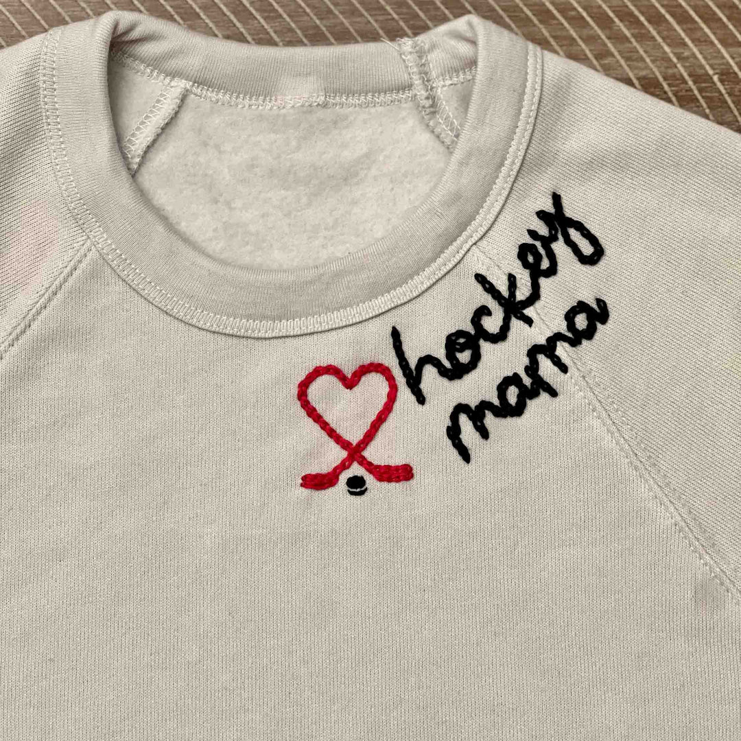 Baseball  Mama Embroidery Sleeve Crewneck Sweatshirt