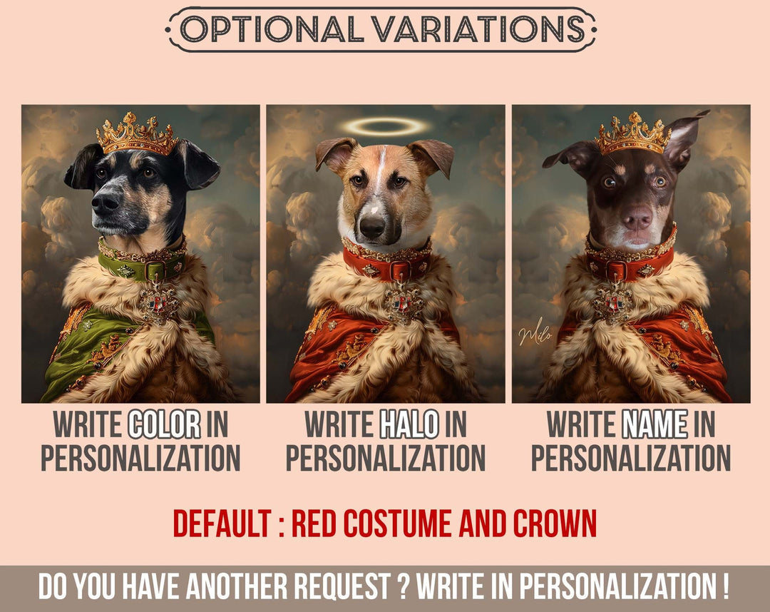 Custom Pet Portrait Painting Canvas, Renaissance Dog Portrait from Photo