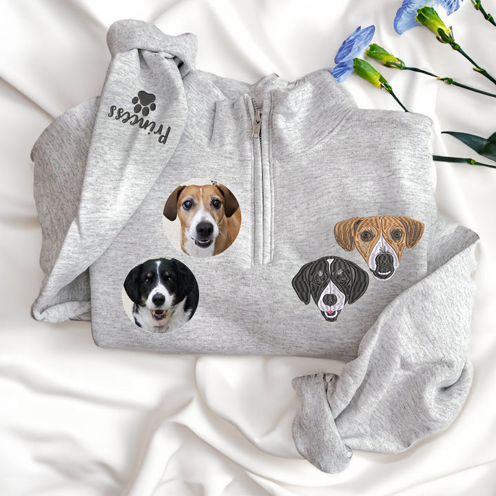 Custom EMBROIDERED Pet Quarter Zip Sweatshirt