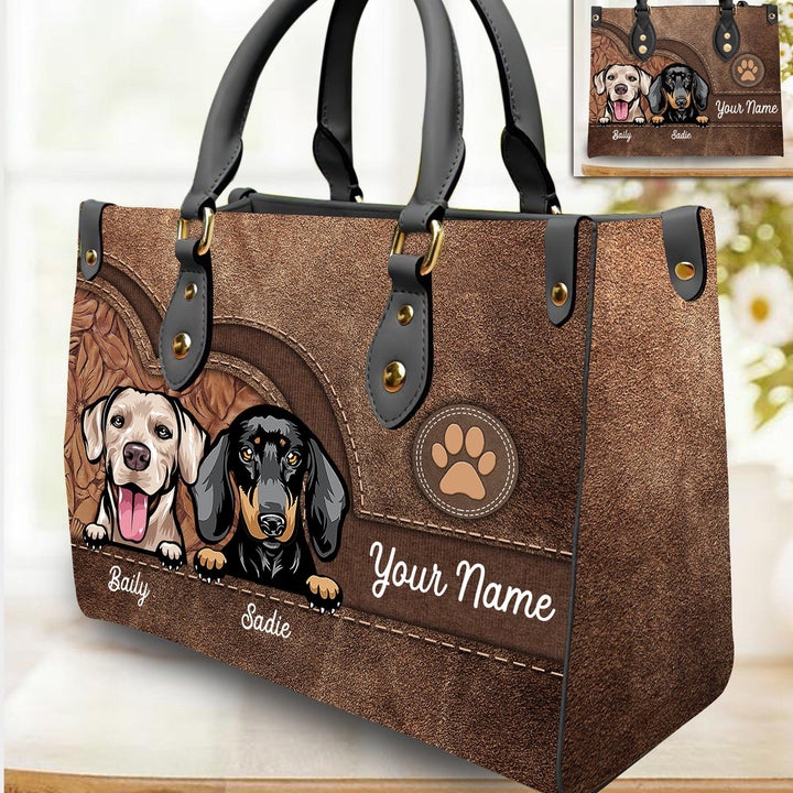Dog Colorful Personalized Leather Handbag