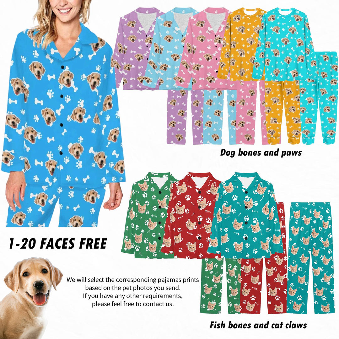 Custom dog face pajamas for family,Personalized dog photo Pajama set